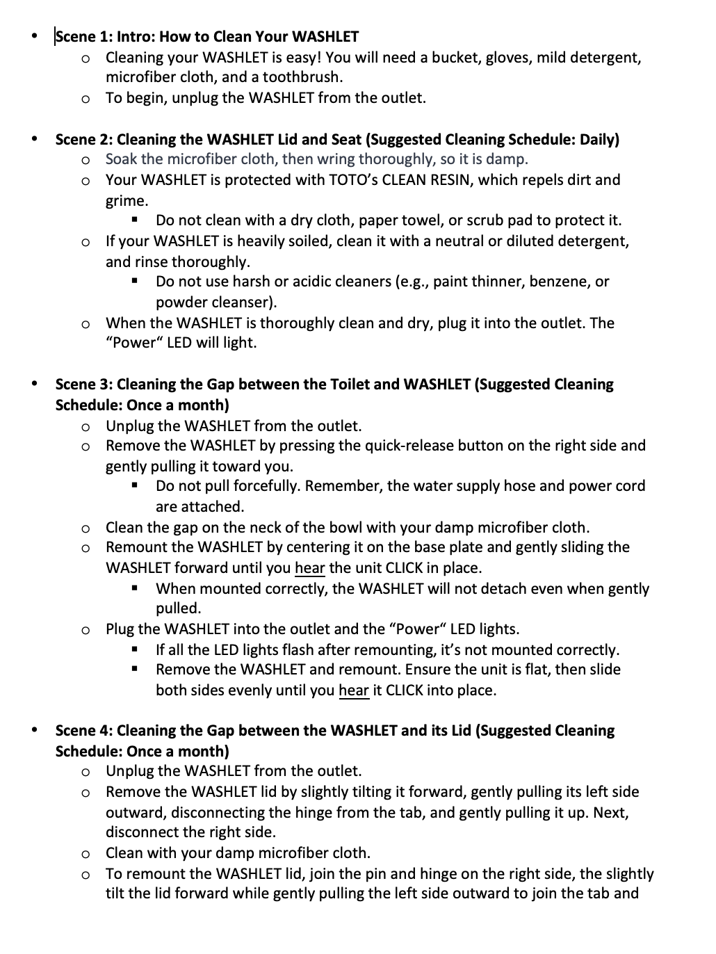Script: How To Clean Your WASHLET