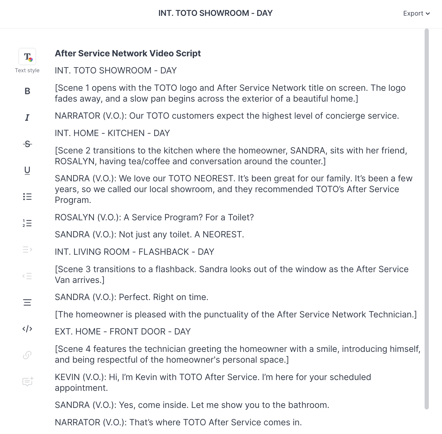 Script Review: After Service Network Video